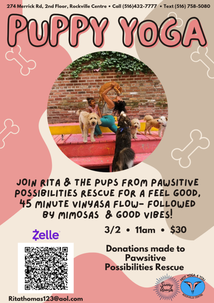 Hot Yoga 4 You RVC - March 2nd Updated Puppy Yoga Flyer