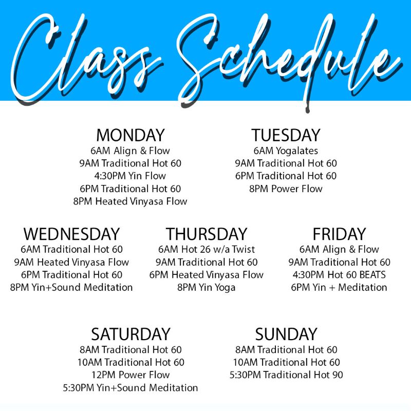 Class Schedule, Yoga Classes Red Bank NJ